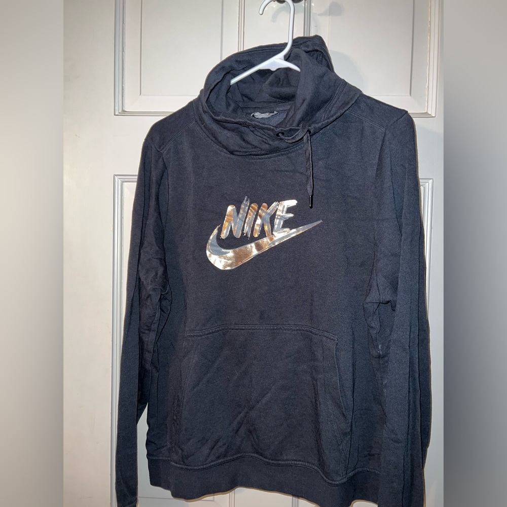 NIKE hoody - black with bronze silver writing - size medium